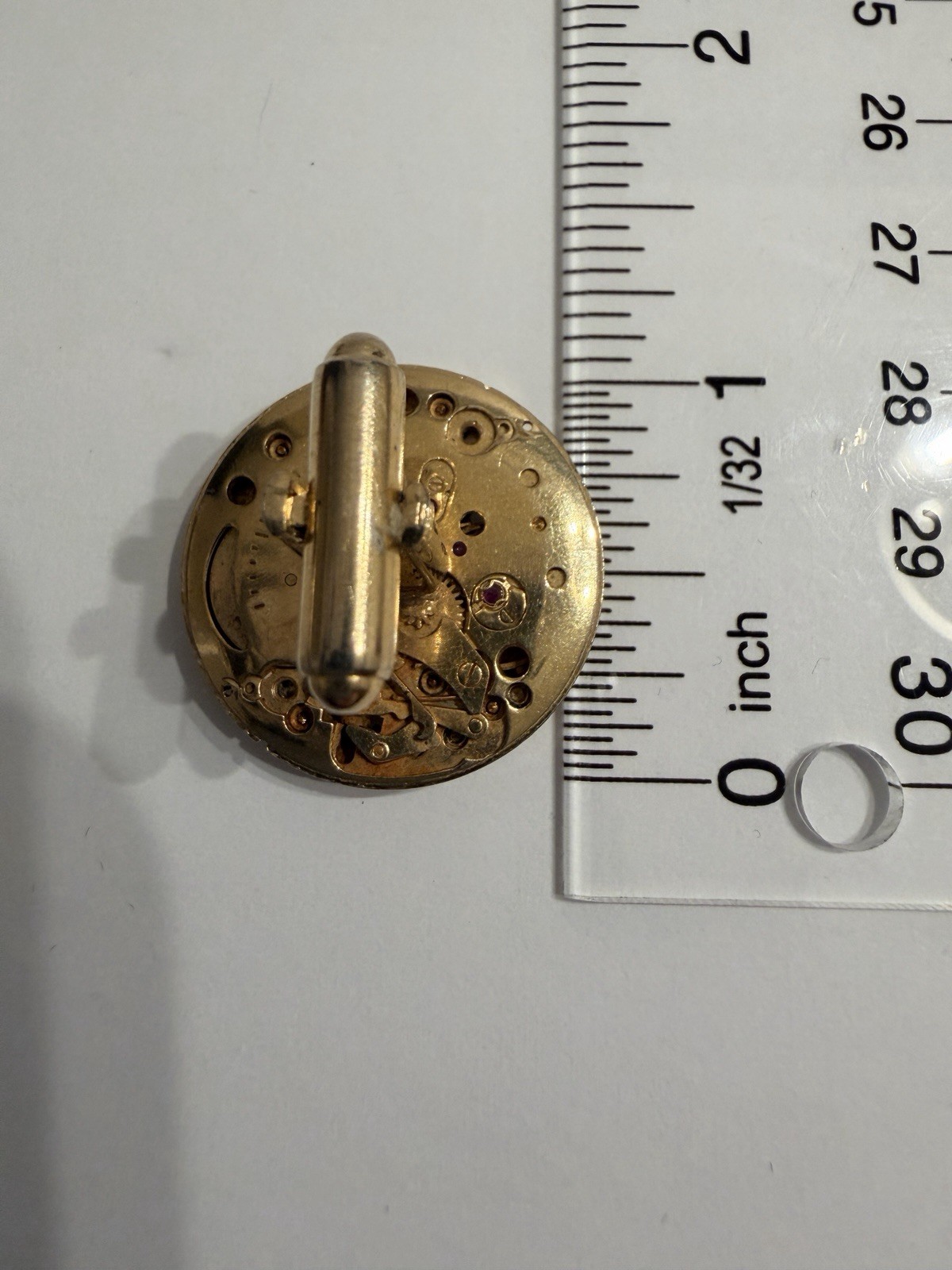 Vintage Watch Movement Cufflinks Steampunk Leobe Endura 17 Jewel Ruby Gold
