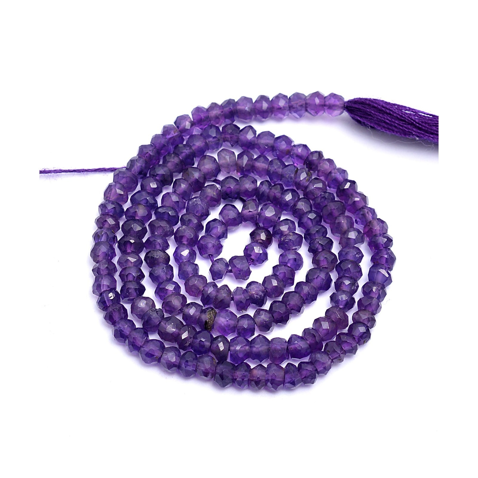 Natural Amethyst Faceted Rondelle Beads, 3 mm To 4 mm, Amethyst Faceted Beads
