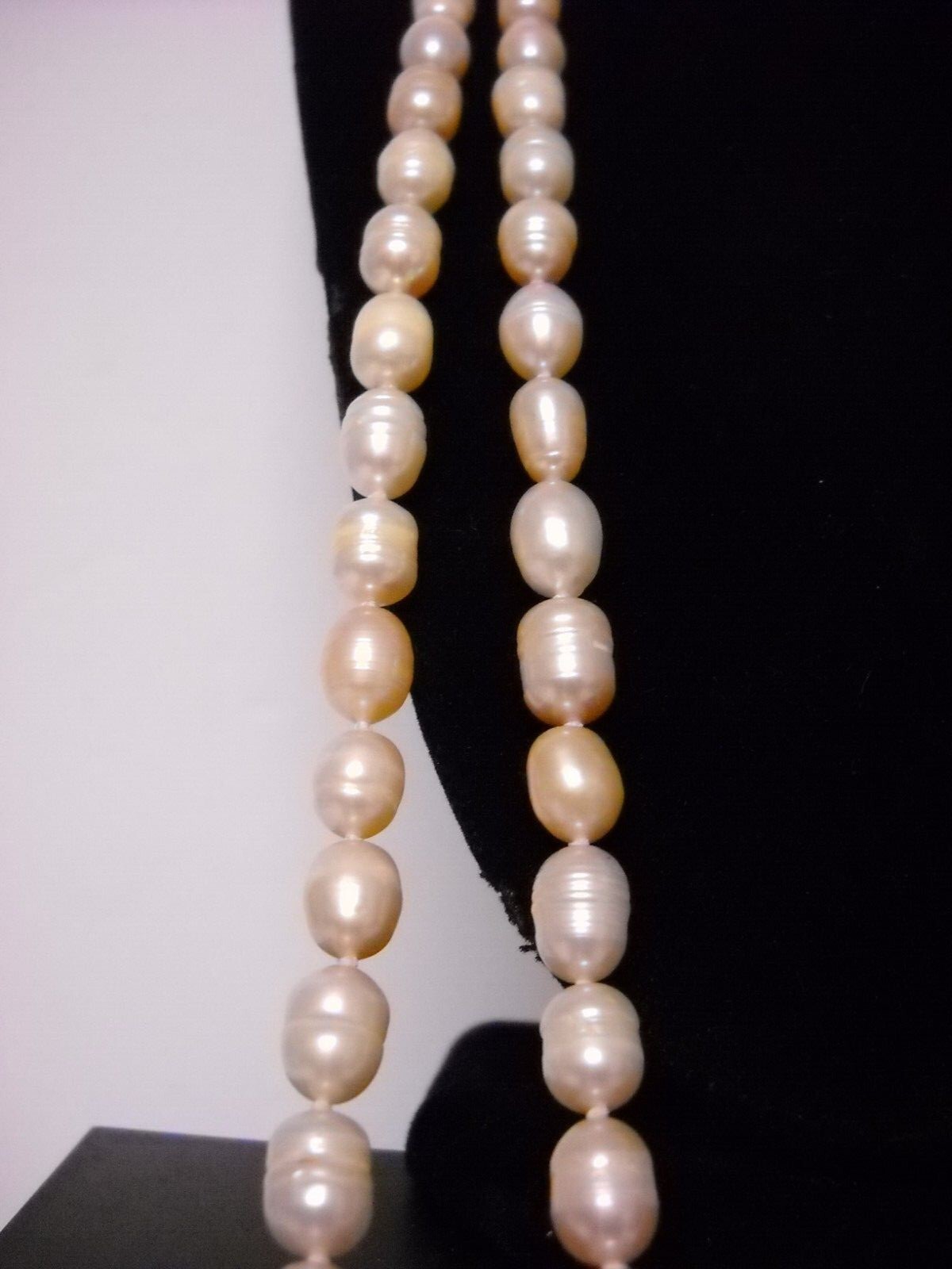 New 66″ Pale Pink Ringed Freshwater Pearls 8.4mm x 6.8mm Necklace Gift Idea #201