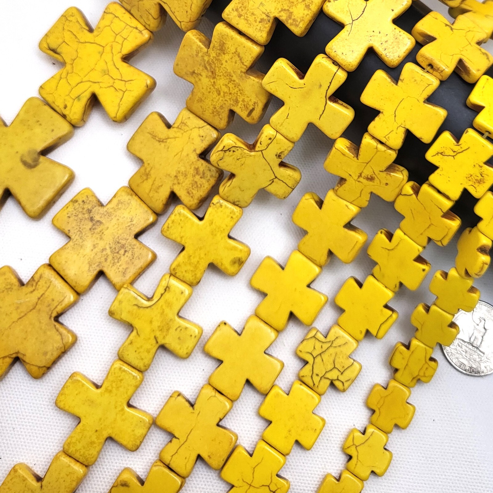 Yellow Cross Square Howlite Turquoise Spacer Loose Bead 15mm 20mm 30mm 15″ DIY