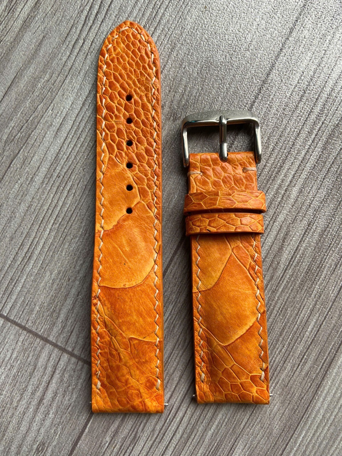 Orange Leg Ostrich Leather Watch Strap Band, Size 18mm 20mm 21mm 22mm 24mm 26mm