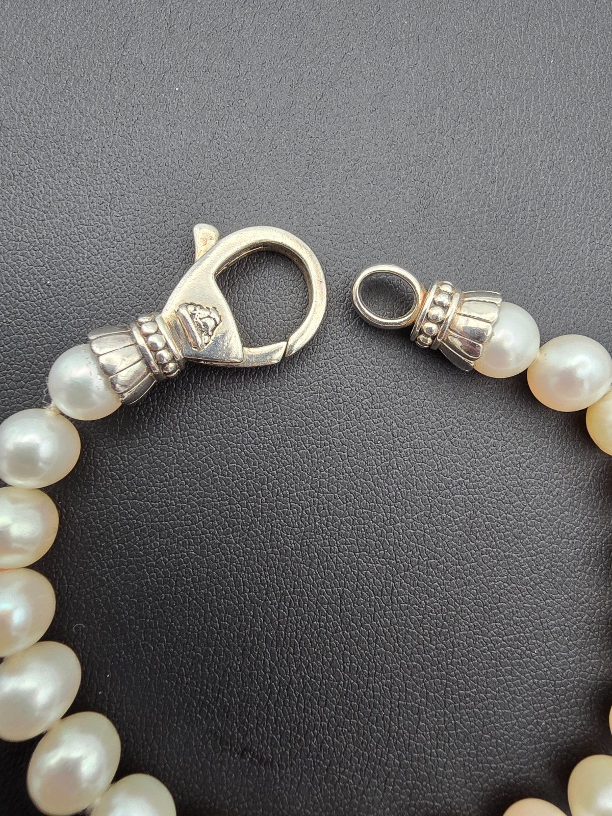 LAGOS Luna Pearl Strand Sterling Silver Bracelet w Box & Storage Pouch — 7.5″