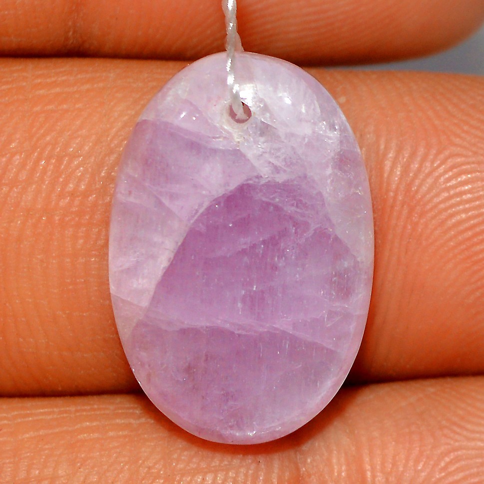 21 Cts Natural Kunzite Cabochon Front to back Drill Loose Gemstone 20x13mm #L173