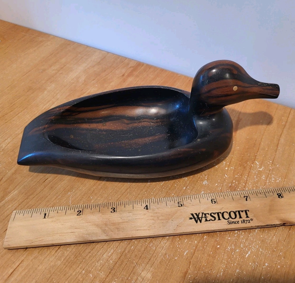 DUCK MALLARD Dark Wood Desk Top Home Office Supply Holder 9 x 3.5 inches