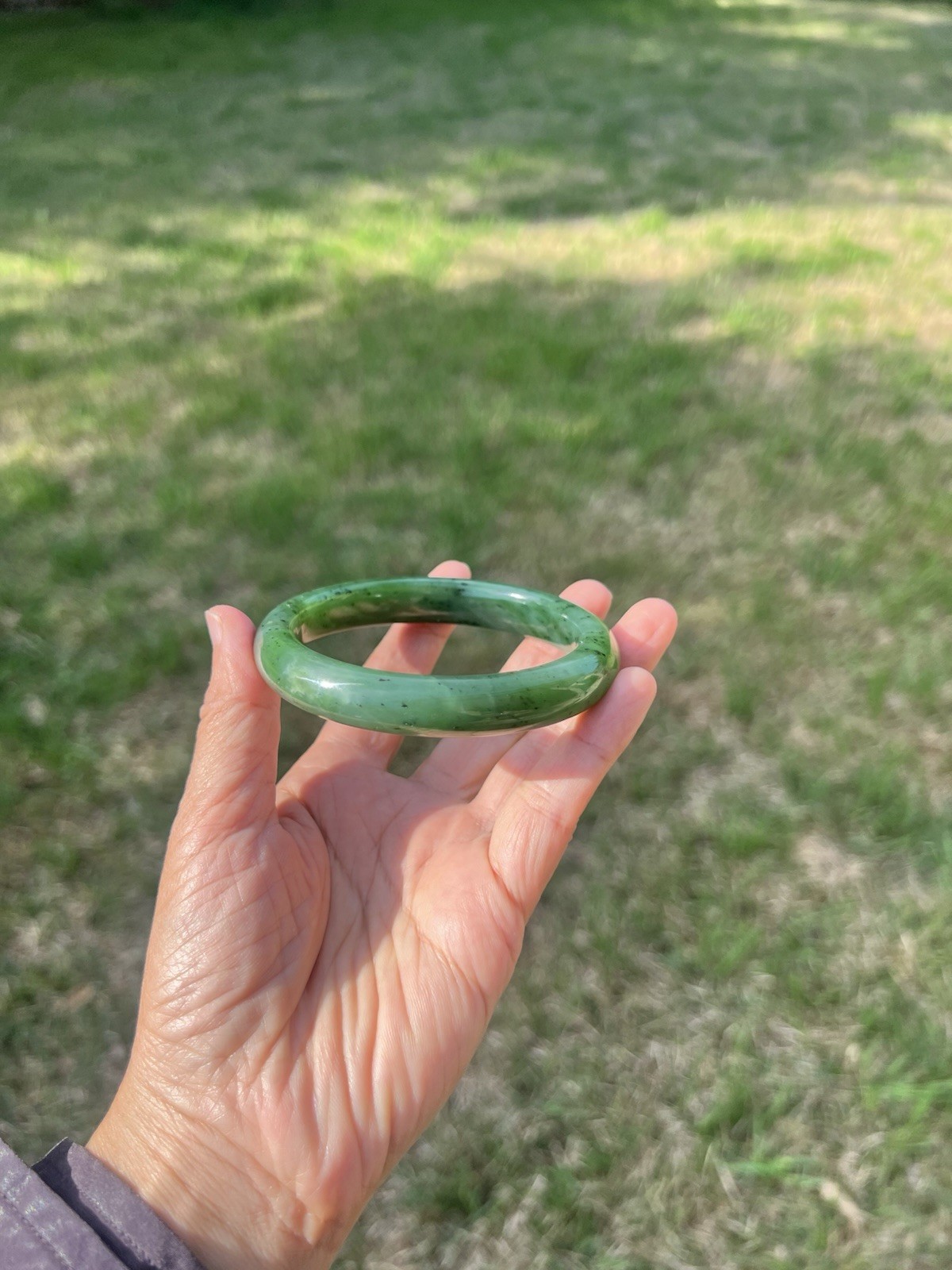 XXL 63.5mm Genuine Green Nephrite Jade Bangle Bracelet B729 2