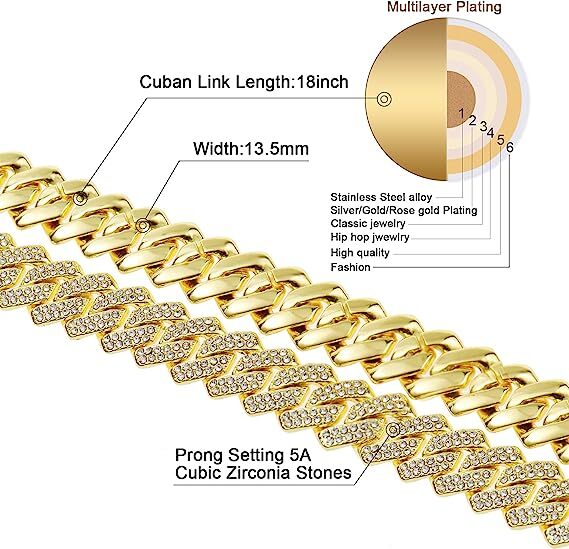 Mens 12MM Gold Plated Iced CZ Out Solid Miami Cuban Link Bracelet Hip Hop Jewely