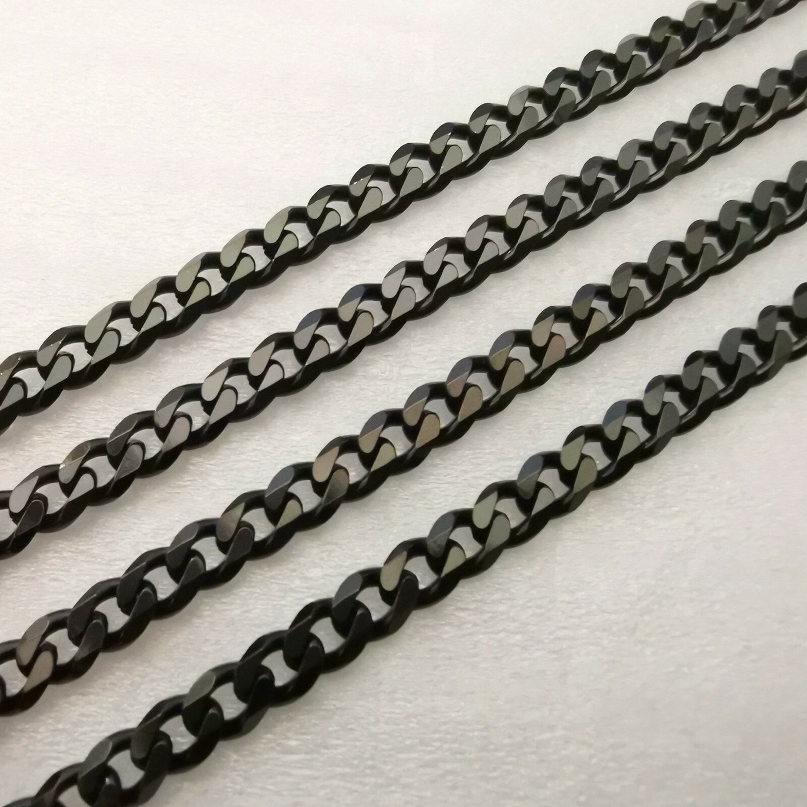 Black Stainless Steel Necklace Curb Link Chain For Mens Boys Jewelry 8mm 24”