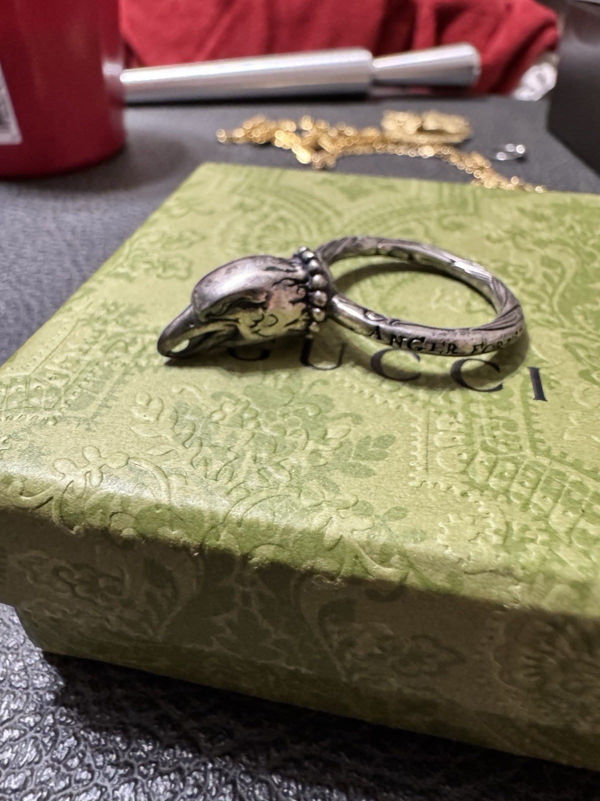 Gucci Anger Forest Sterling Silver Ring with Eagle Head Size 11.5 Made In Italy