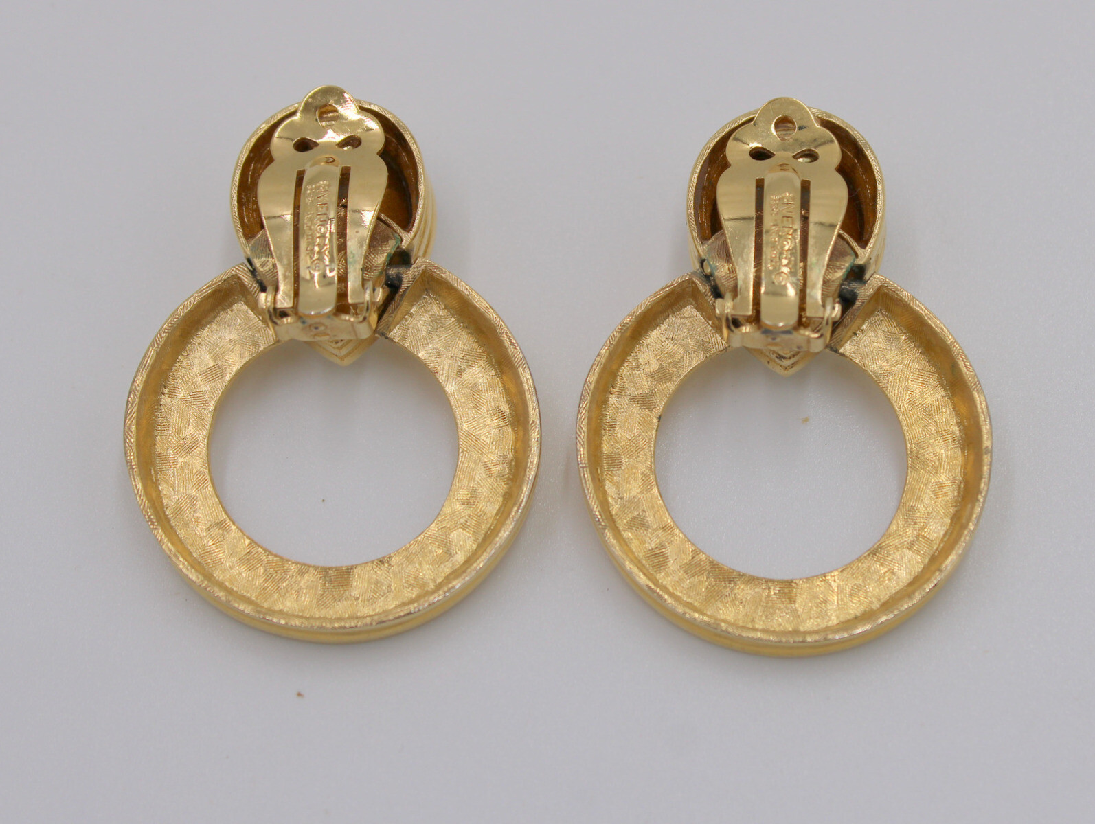 Givenchy Pear Rhinestone Clip-on Earrings Gold-Tone Circle Signed FREE Shipping!