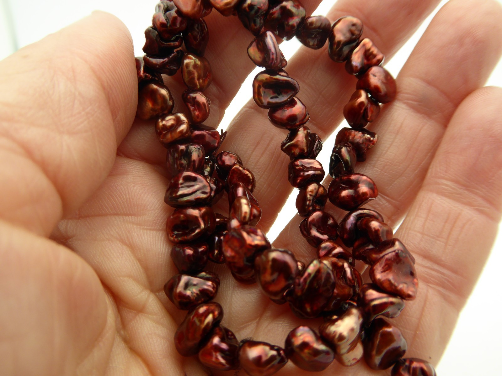 Freshwater Keishi Pearls Burgundy Red Maroon 7-8mm Beads 15.5″ Strand Bargain