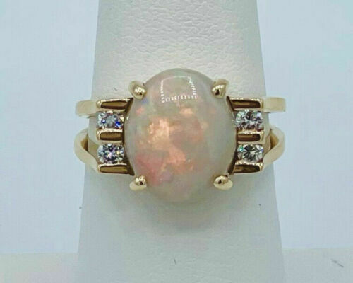 Natural Fire Opal 2.20Ct Oval Halo Engagement Ring 14K Yellow Gold Silver Plated