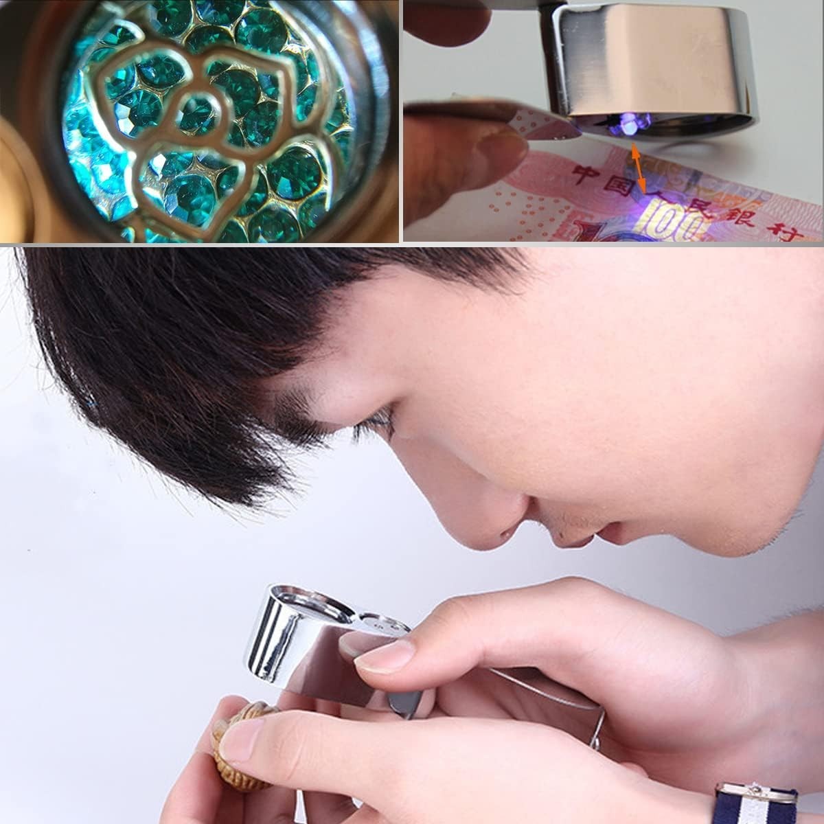 40X Jewelers Loupe LED Light Magnifying Glass Folding Pocket Magnifier for Coins