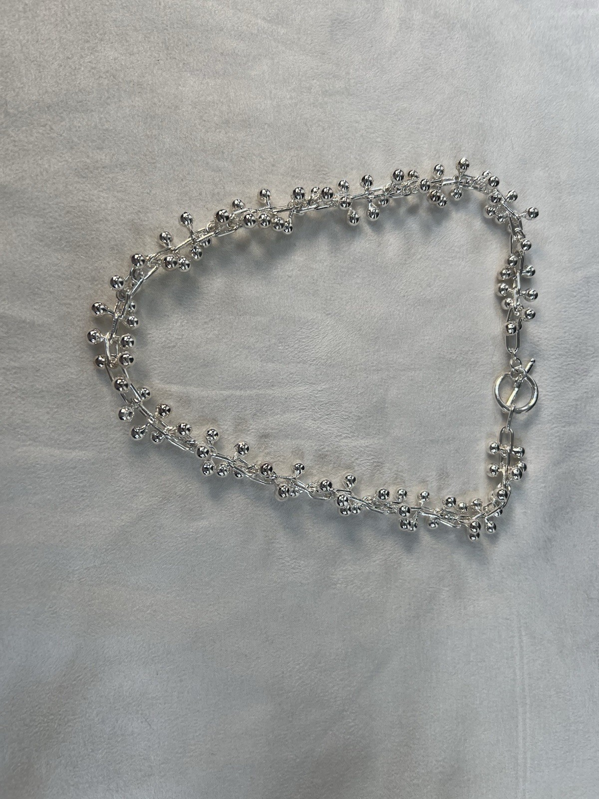 white copper silver tone DNA ball bead necklace wears like sterling sz 18in