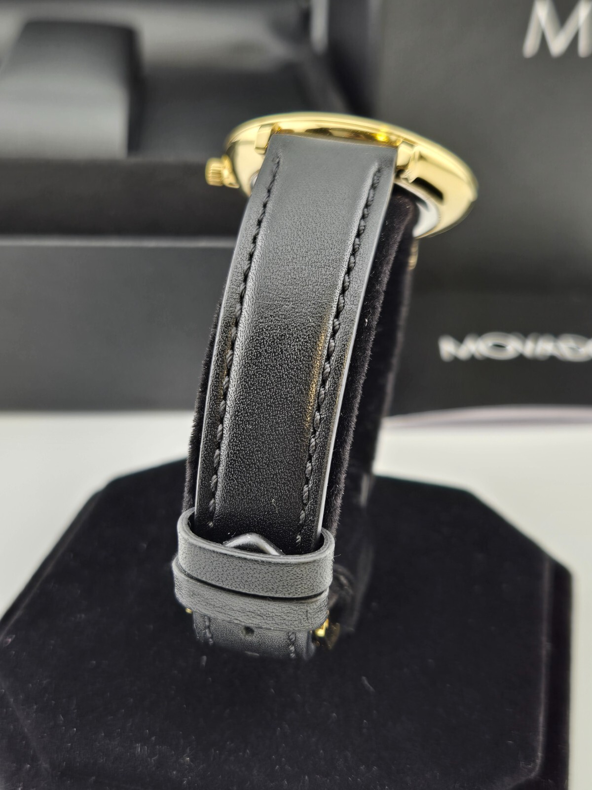 Movado Women’s Ultra Slim Black Dial Gold Tone Case Watch – 0607091 ($795 MSRP)