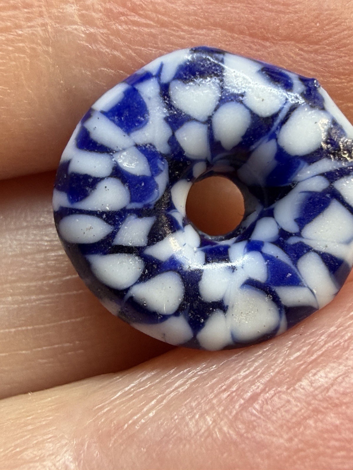 Lot 29 Antique 19th C Venetian African Trade Beads Lampwork Skunk Mosaic Glass 1