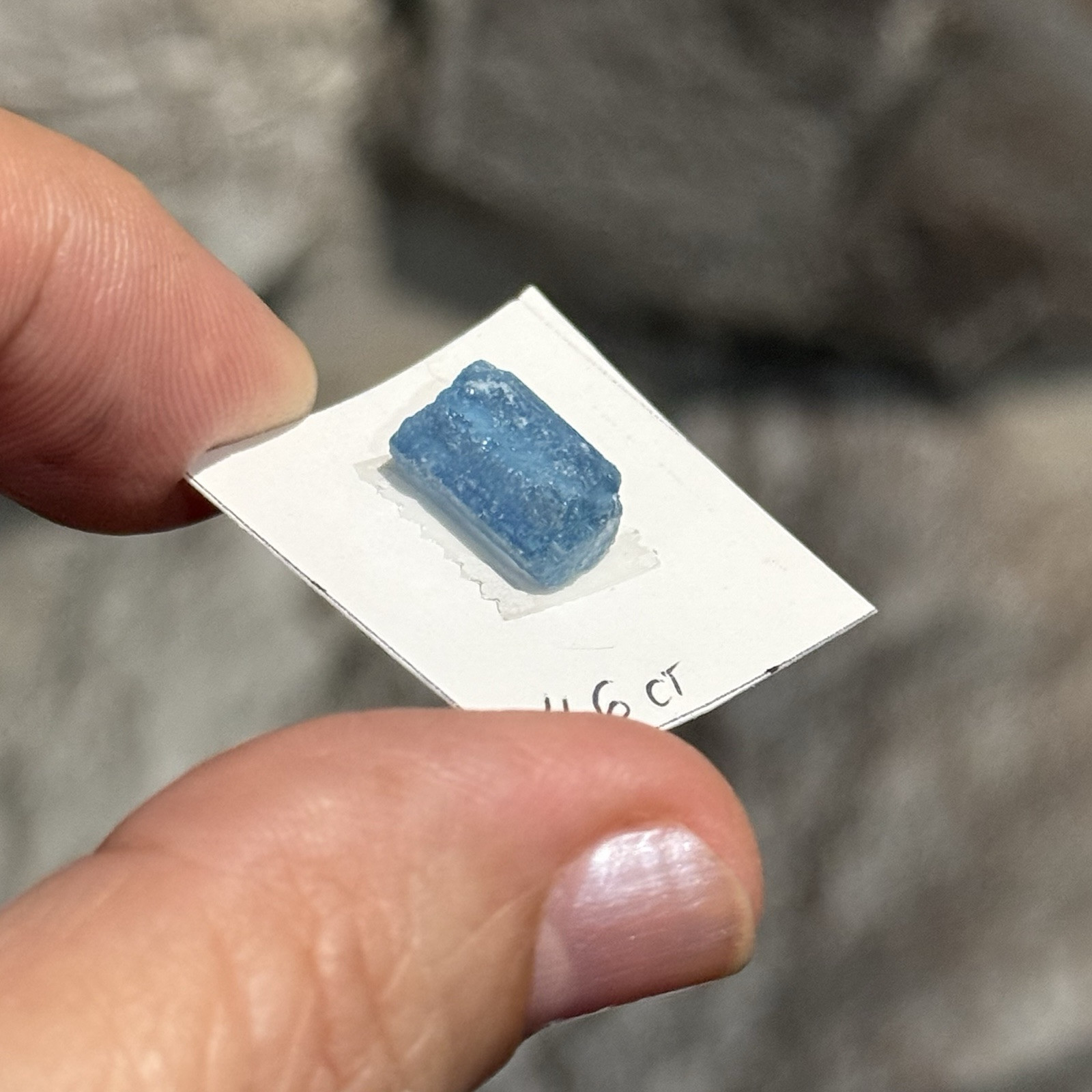 4.6ct 11.7×7.6mm Rough Intense Blue Aquamarine Resin Coated Gemstone