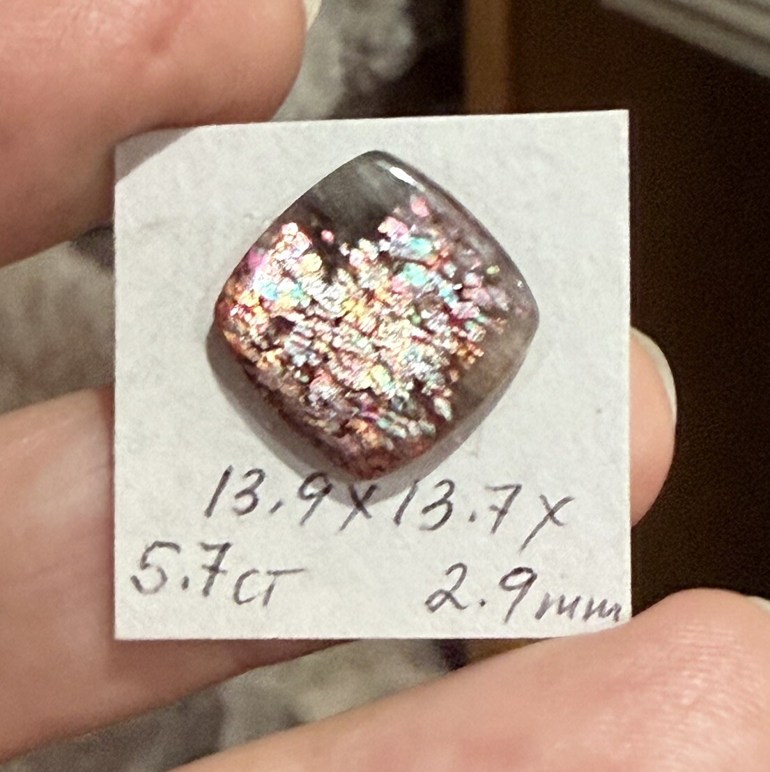 5.7ct 13.9×13.7×2.9mm Gemmy Rare Latice Black Moon Sunstone Cabochon Loose Gem