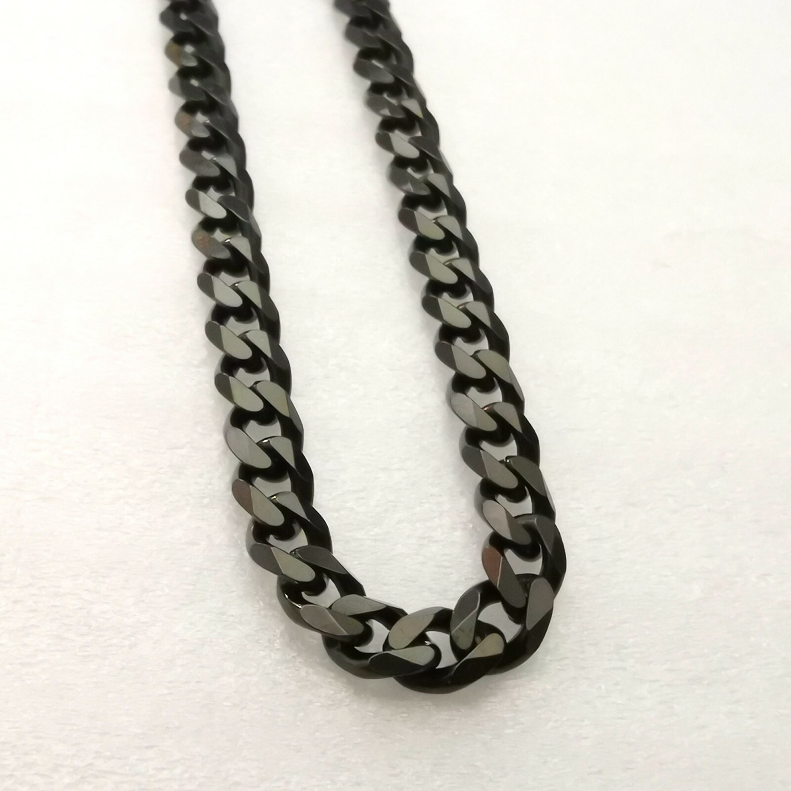 Black Stainless Steel Necklace Curb Link Chain For Mens Boys Jewelry 8mm 24”