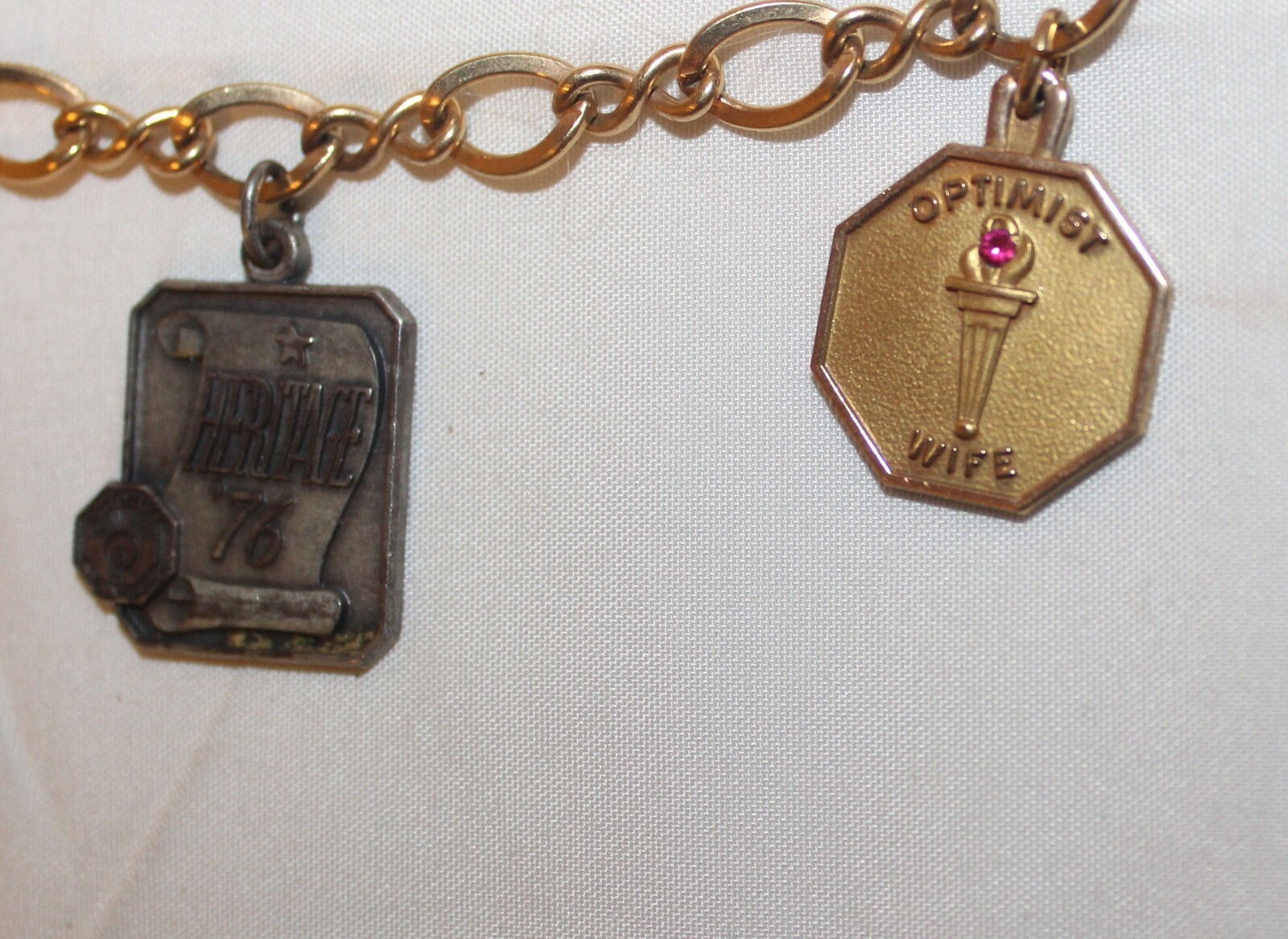 Vintage 1/5 10K GOLD FILL Optimist Wife & Sterling Club Charm Bracelet 2 charms