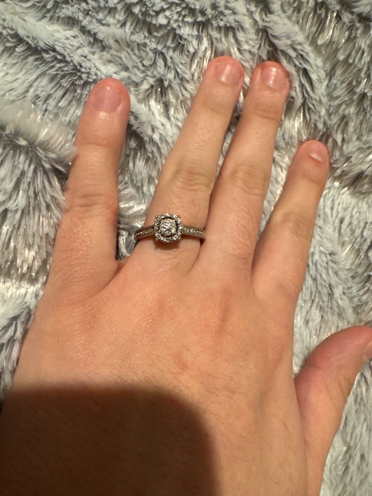 Silver Size 8 Diamond Engagement Ring from Kay Jewelers