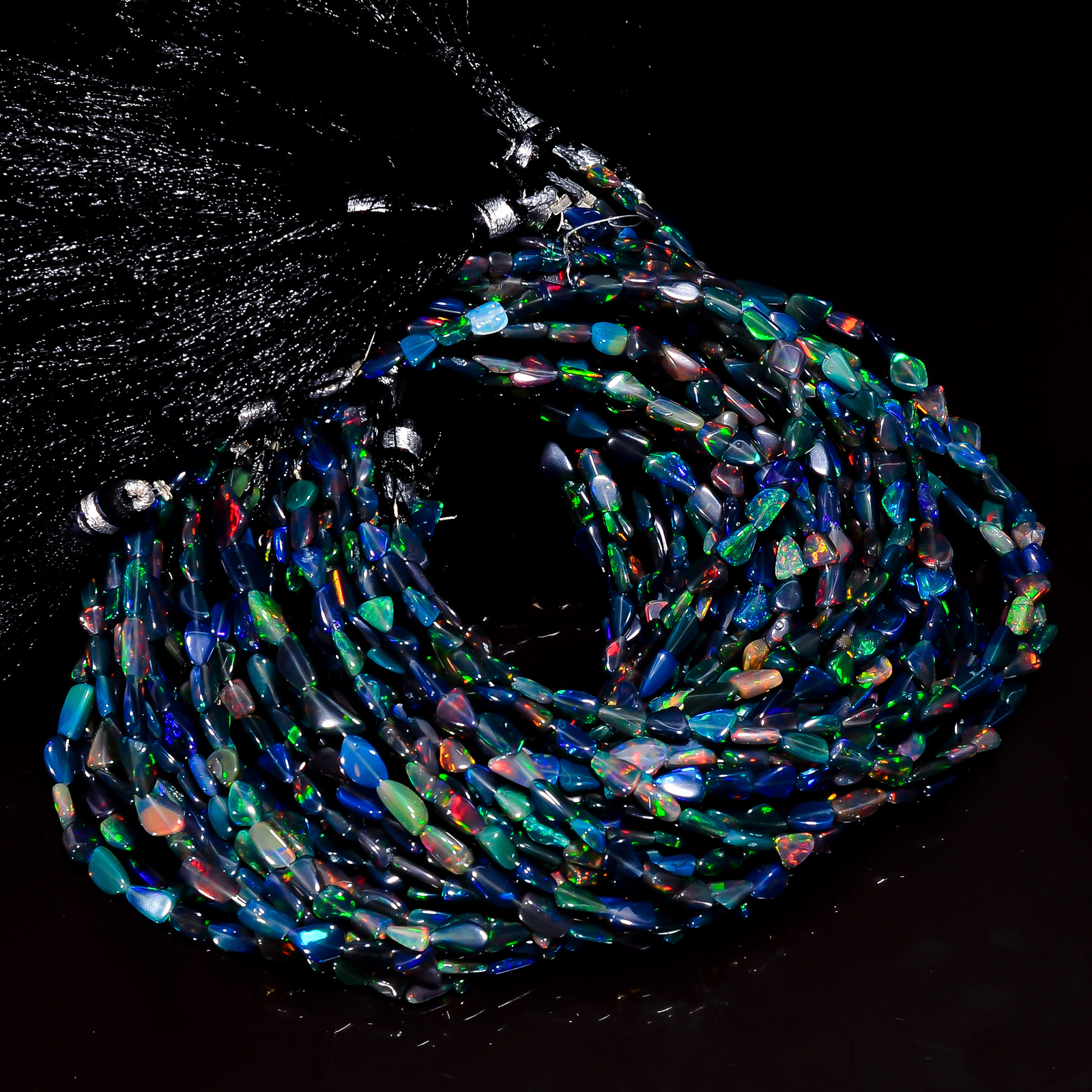 Black Ethiopian Opal Gemstone Tumbled Smooth Beads 4X3 10X6 mm Strand 8″ EB-709