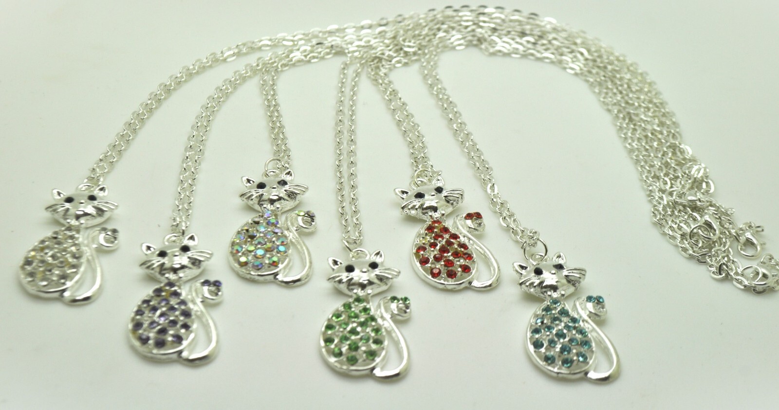 Wholesale Lot of 12 cat pendant Necklace gold color 24″ Chain Fashion Jewelry