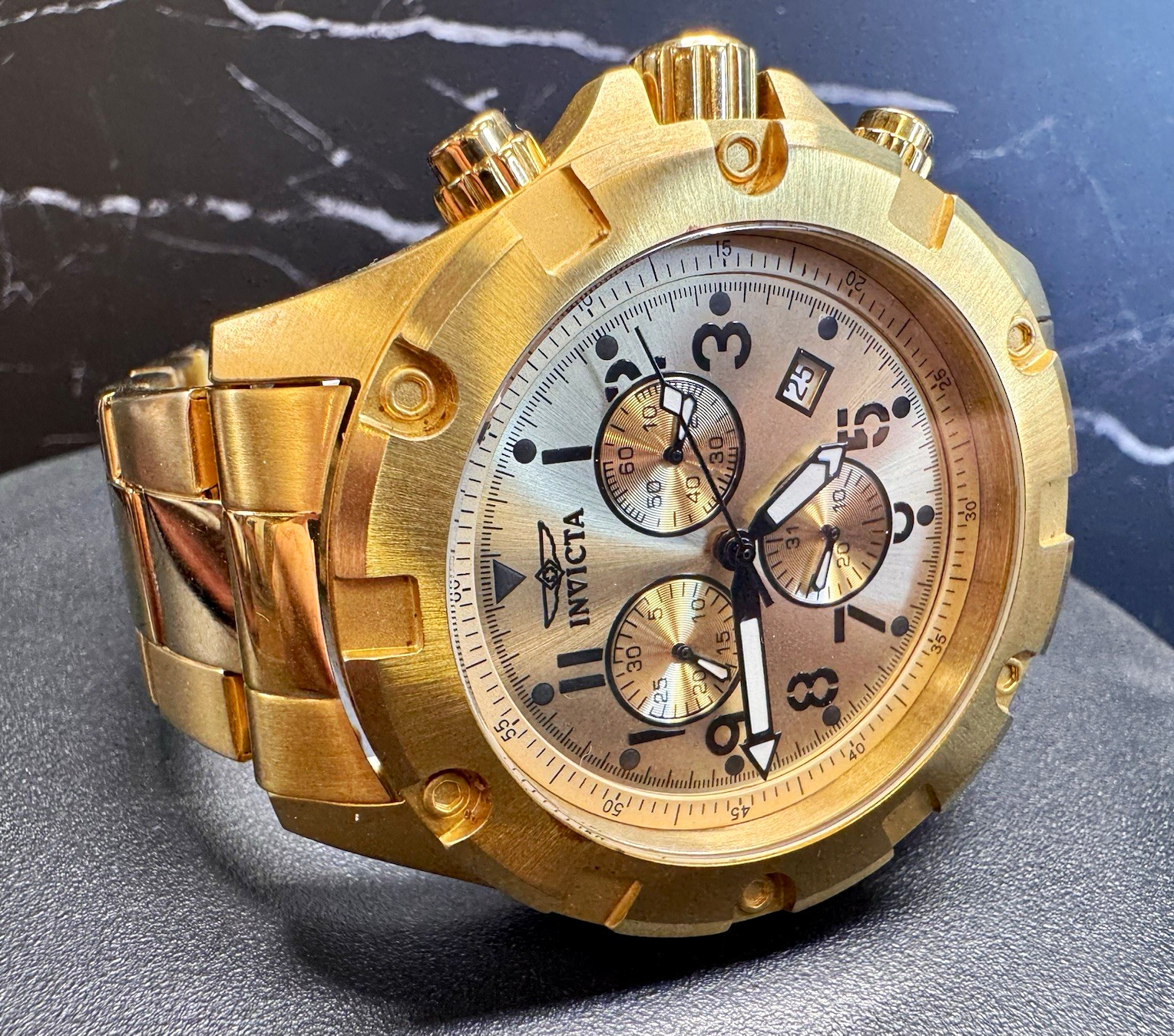 Invicta Specialty Men’s Chronograph Date Quartz Watch 50mm Gold Tone 100m