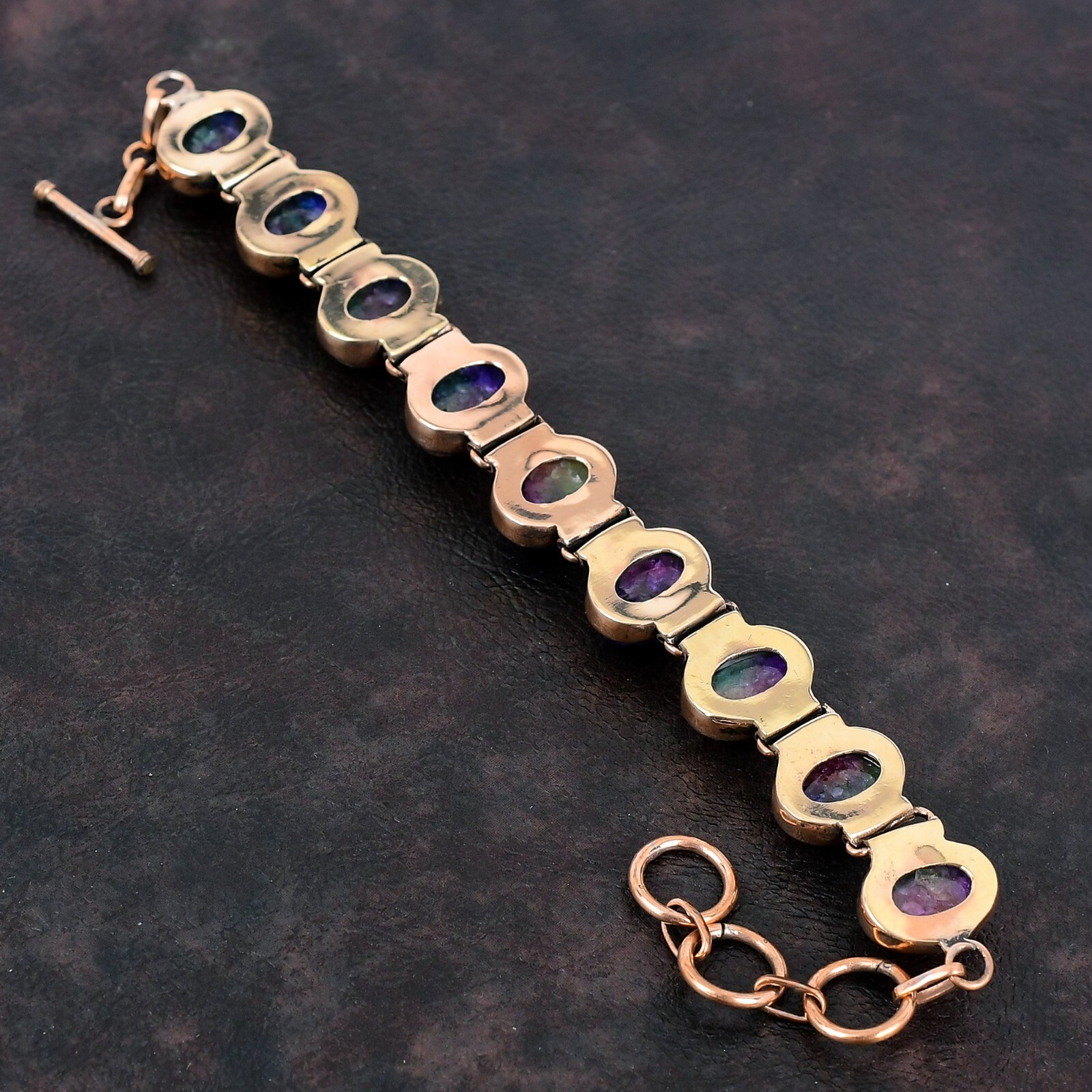 Gift For Her Rainbow Solar Quartz Druzy Adjustable Bracelet Copper Jewelry 6.0″