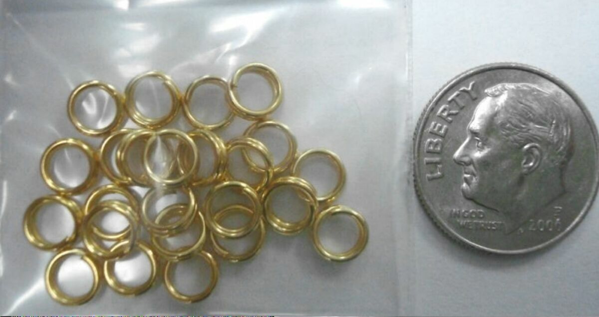 5mm Gold plated split rings jump rings 24pcs beading bails charm attach FPC006