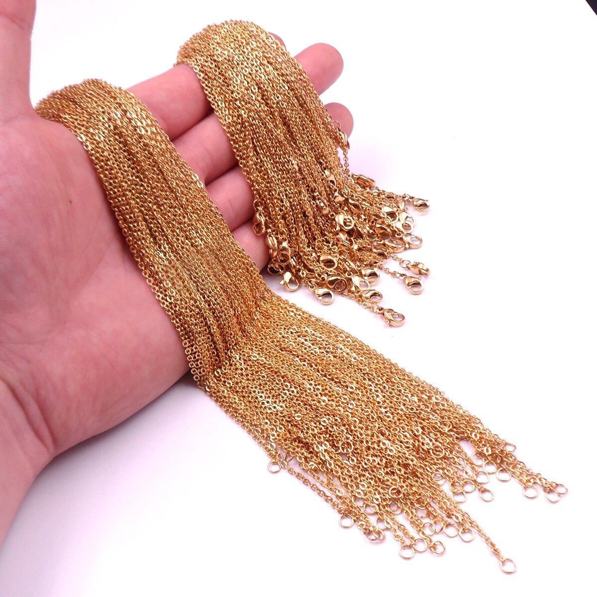 1.5-3.2mm Wholesale Men Women Stainless Steel Gold Cross Chain Necklace Jewelry