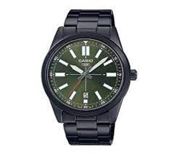 Casio General MTP-VD02B-3EUDF Green Dial Black Stainless Steel Men’s Watch