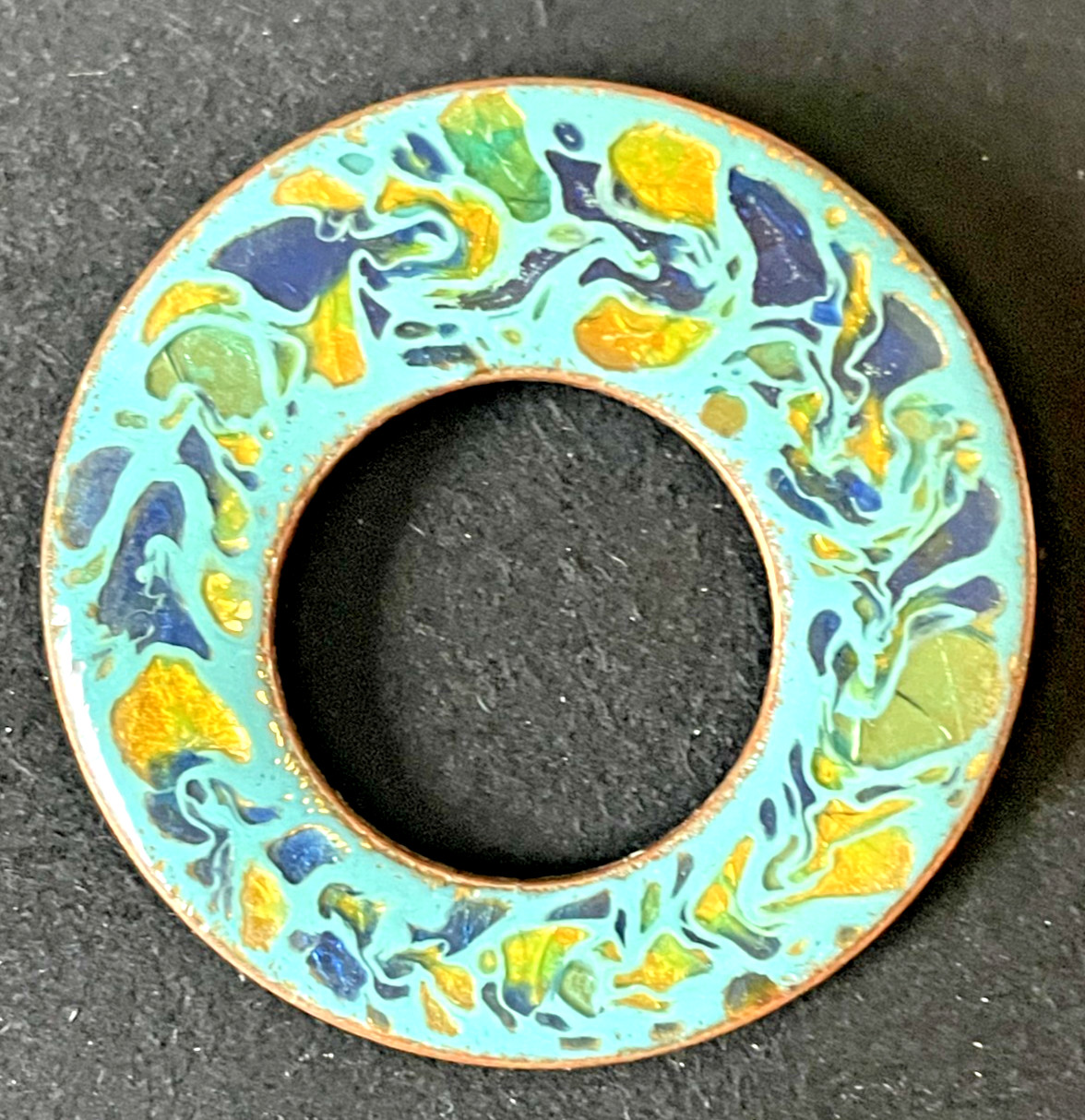 Vintage HEB Canada Enamel Copper Brooch Pair Abstract Mid-Century Modern