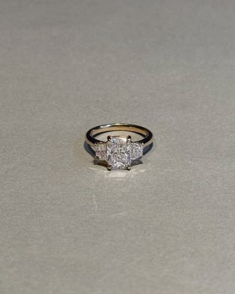 4.99 Ct Radiant Cut Lab Grown Diamond Fine Engagement Ring Solid 14K Yellow Gold