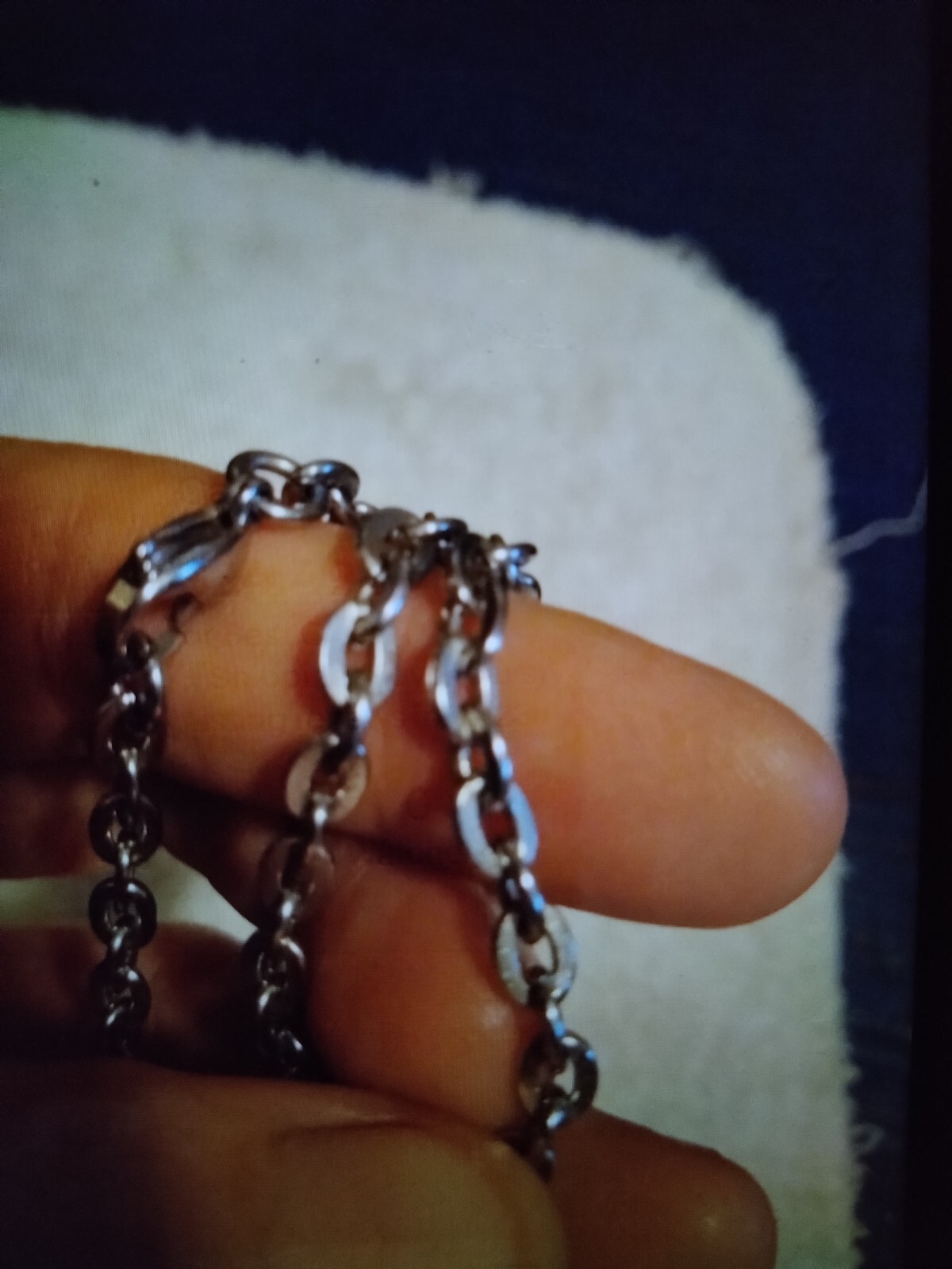 Vintage 18″ Stainless Steel Flat Cable Link Chain Stamped MA S Steel China