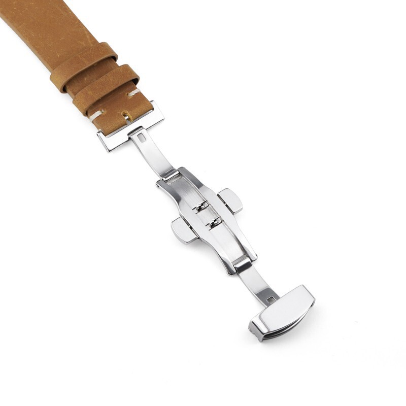 High Quality Genuine Leather Watch Strap Butterfly Buckle Band 18/20/22/24mm