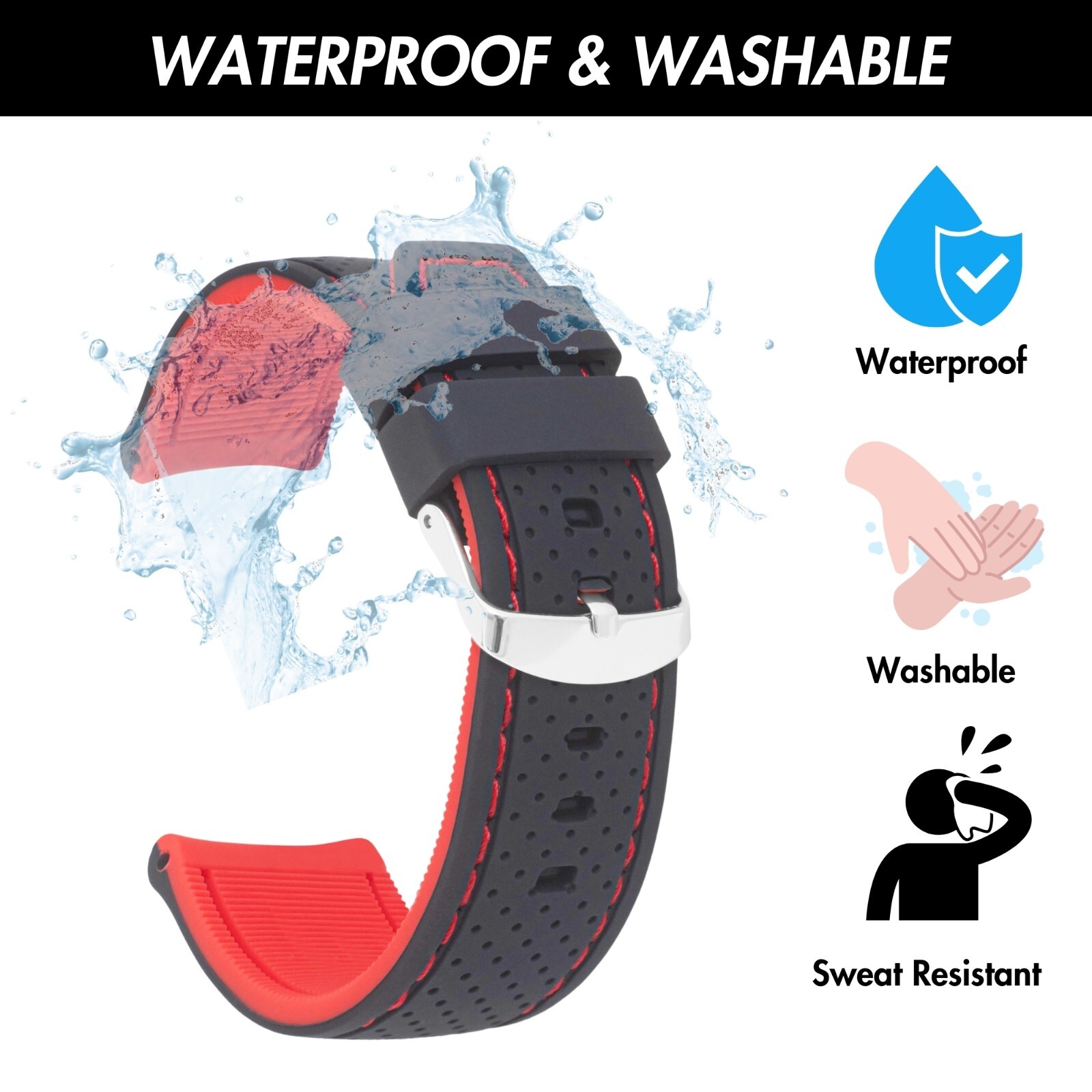 24mm Rubber Watch Band, Silicone Rally Strap for Armand Nicolet JH9, SH5