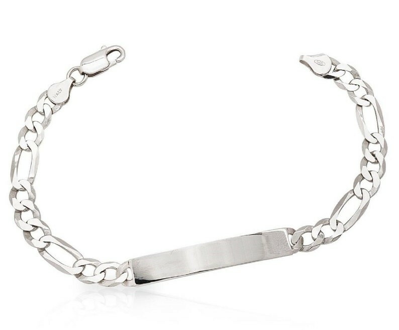 925 Sterling Silver 5.5mm Figaro ID Bracelet 8 inch