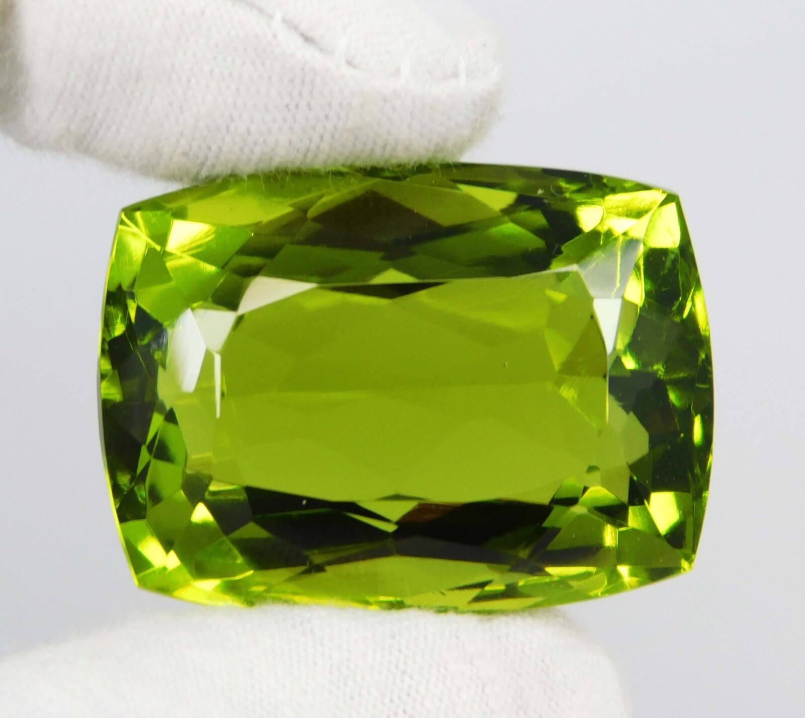 112.65 Ct Natural Green Peridot Cushion Cut Certified Loose Gemstone