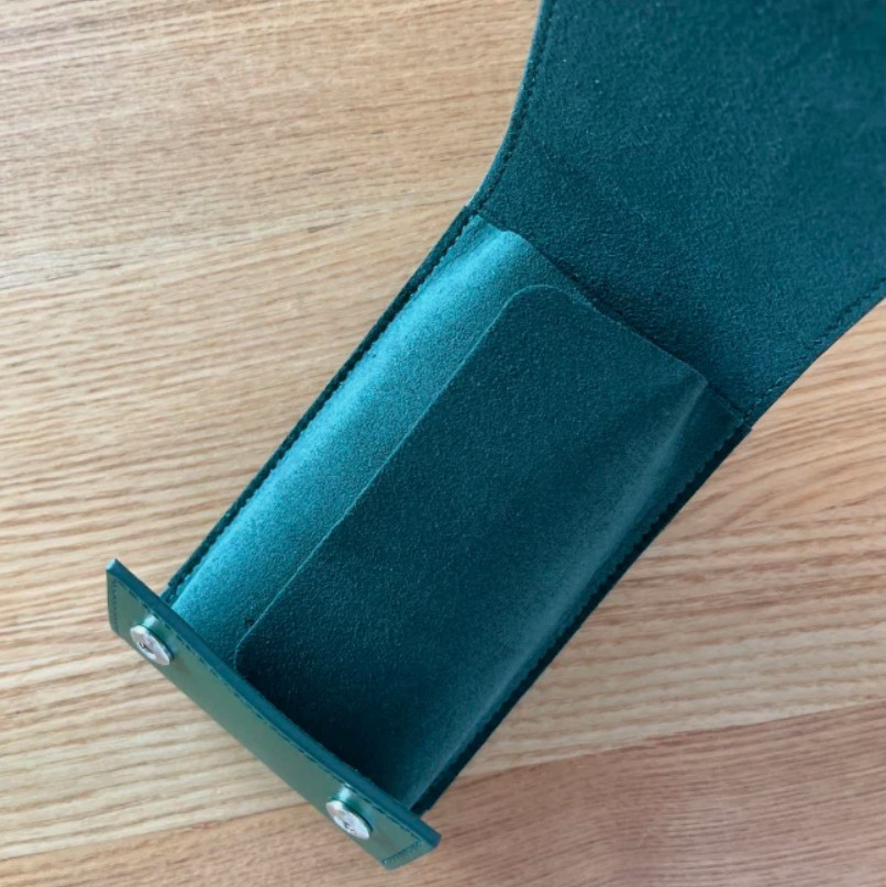 Rolex Green Leather Travel Pouch Case Authentic Service Center Watch Holder NIB