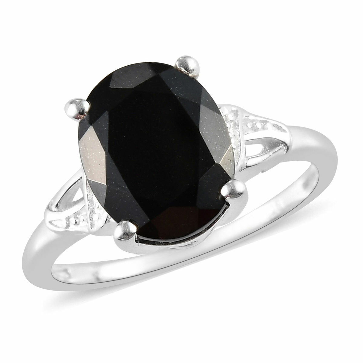 Natural Black Tourmaline Ring in Sterling Silver (Size 9.0) 2.85 ctw