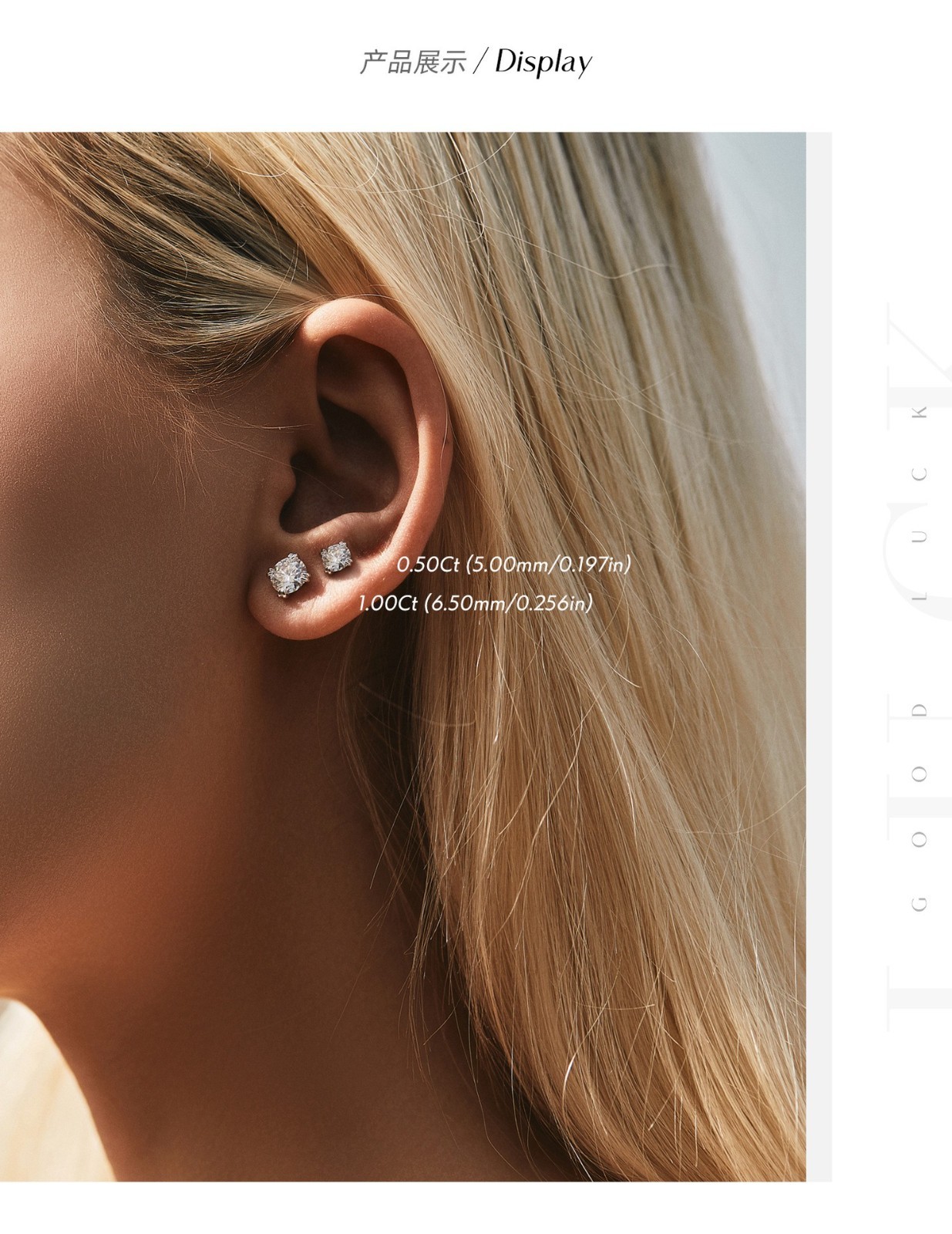 Moissanite Stud Earrings 1-2CTW D VVS1 925 Sterling Silver Push Back GRA