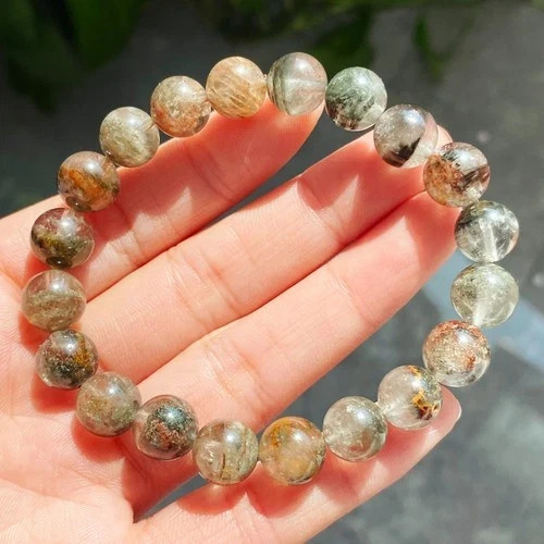 9mm Natural Color Phantom Ghost Quartz Stretch Crystal Beads Bracelet 2359
