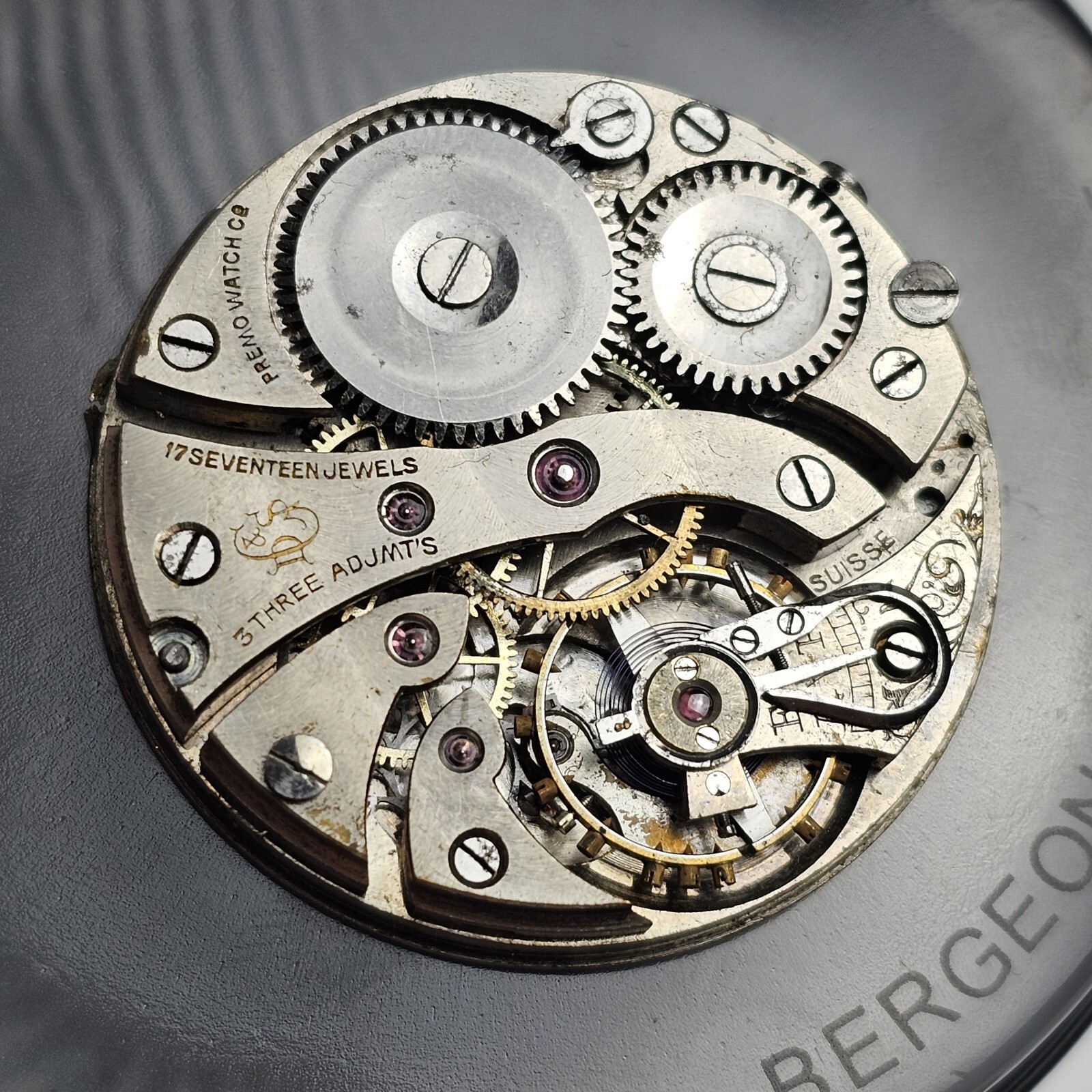 1912 Dietrich Gruen & Sons Premo 8s 17 Jewel Mechanical Pocket Watch Movement