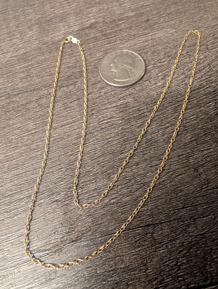 14k Solid Gold Small Elka Chain Necklace 20″ Length 2g 1.5mm Yellow Gold