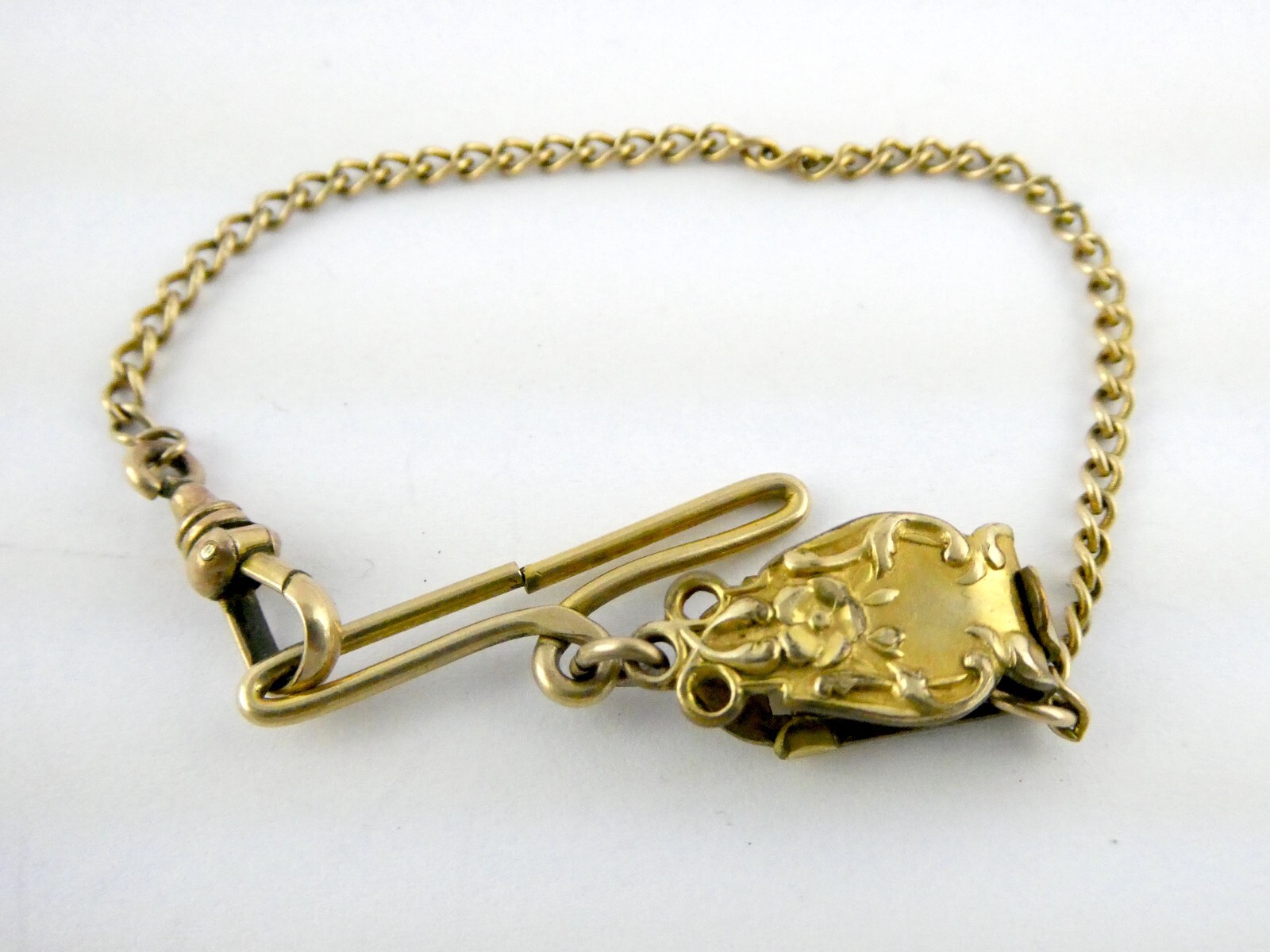 Antique Bliss Bros Vest Pocket Watch Fob Chain with Dog Swivel Clip 6.2g
