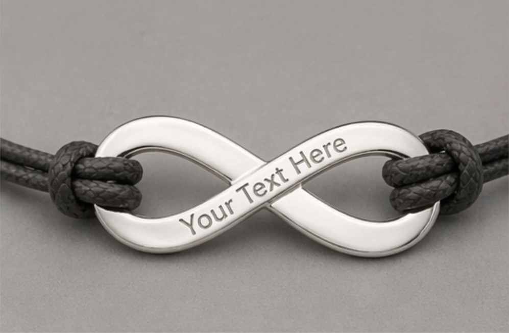 Personalized Infinity Bracelet Custom Engraved Name Adjustable Cord Gold Silver