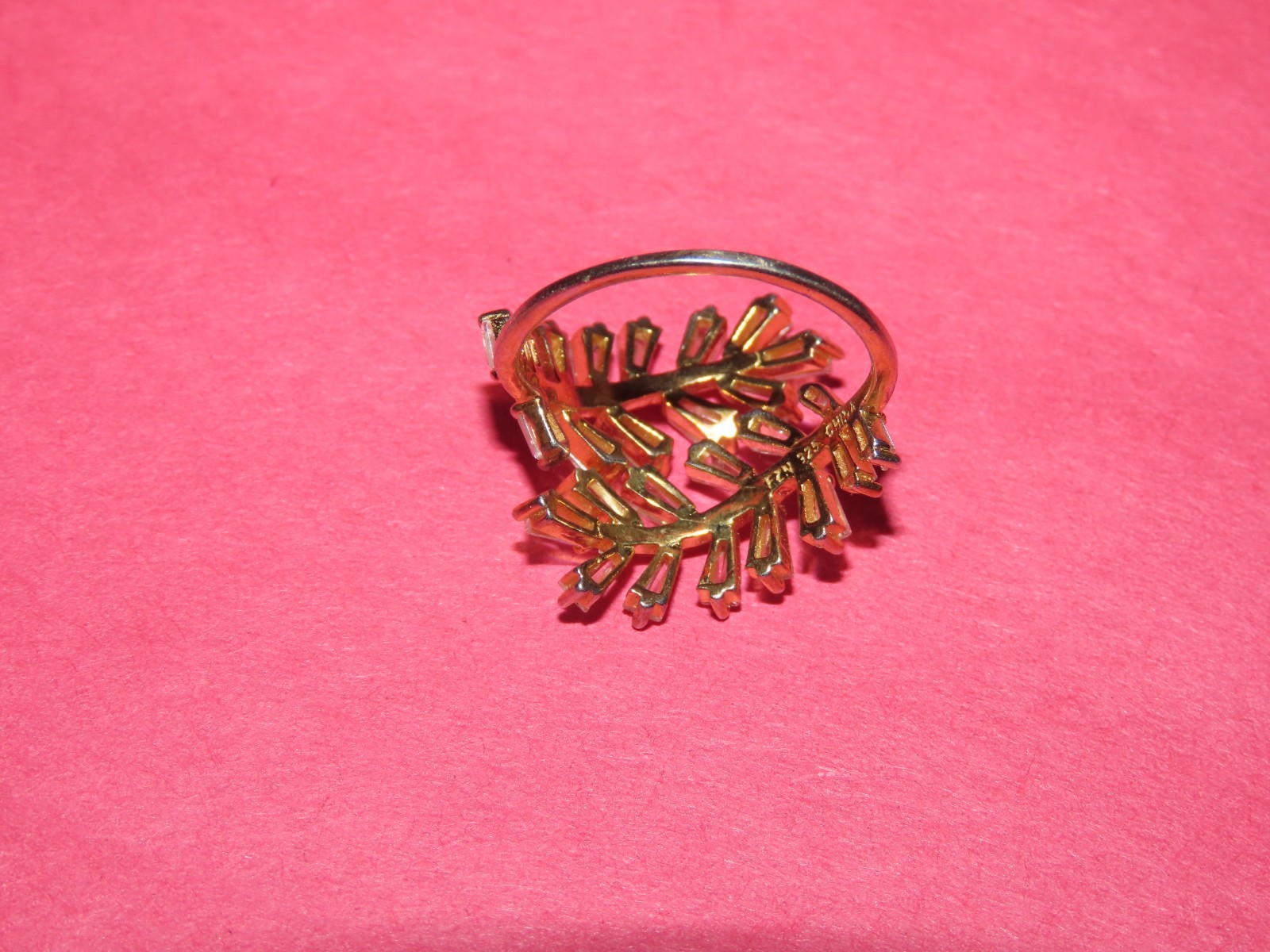 LAUREL LEAF RING STERLING VERMEIL 925 CUBIC Z BY FUZION CREATIONS SIZE 6.5