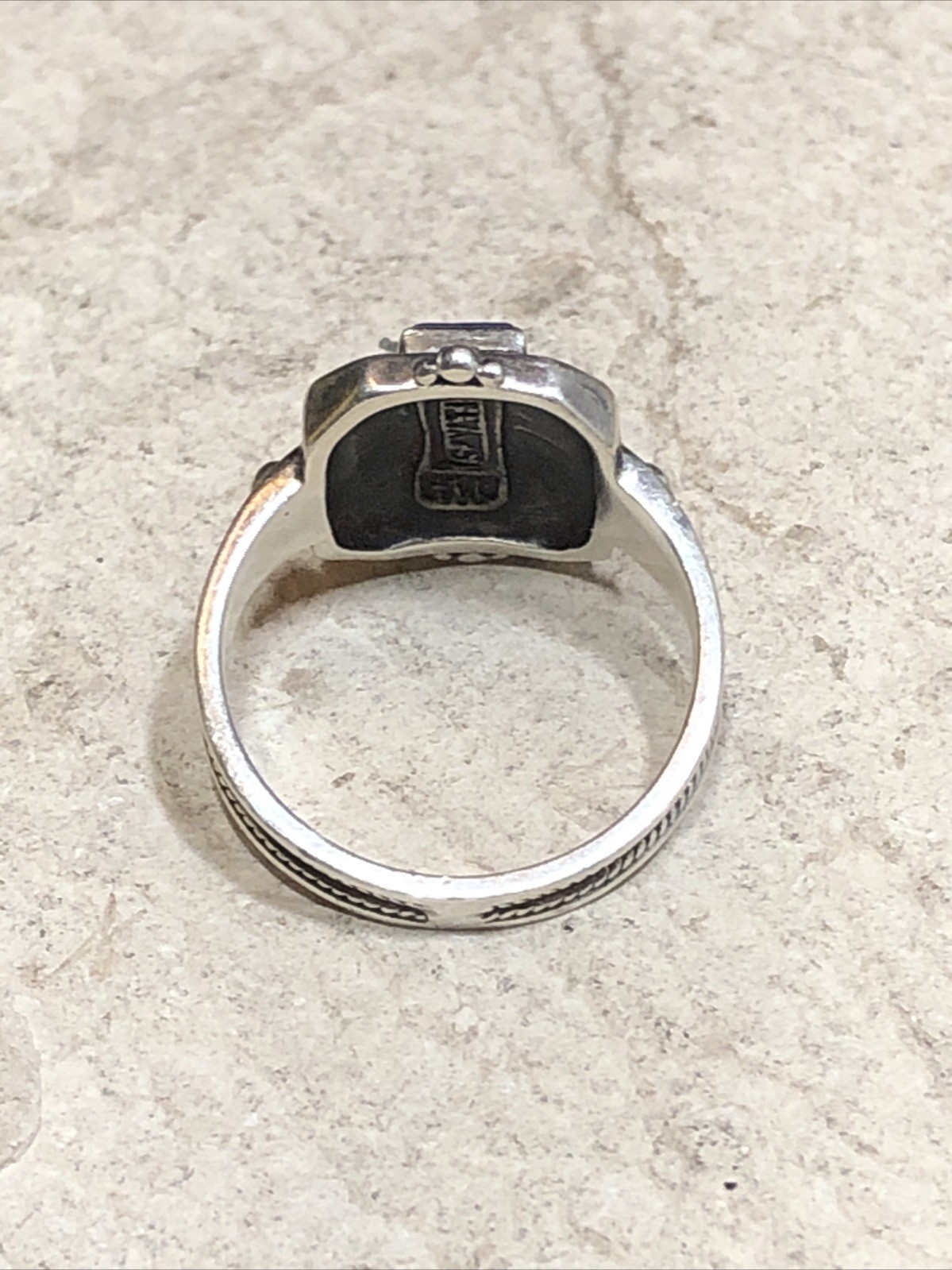 40. Vintage SAVATI Sterling silver 925 Pointed Lapis stone Ring 7.5s. 4.9g