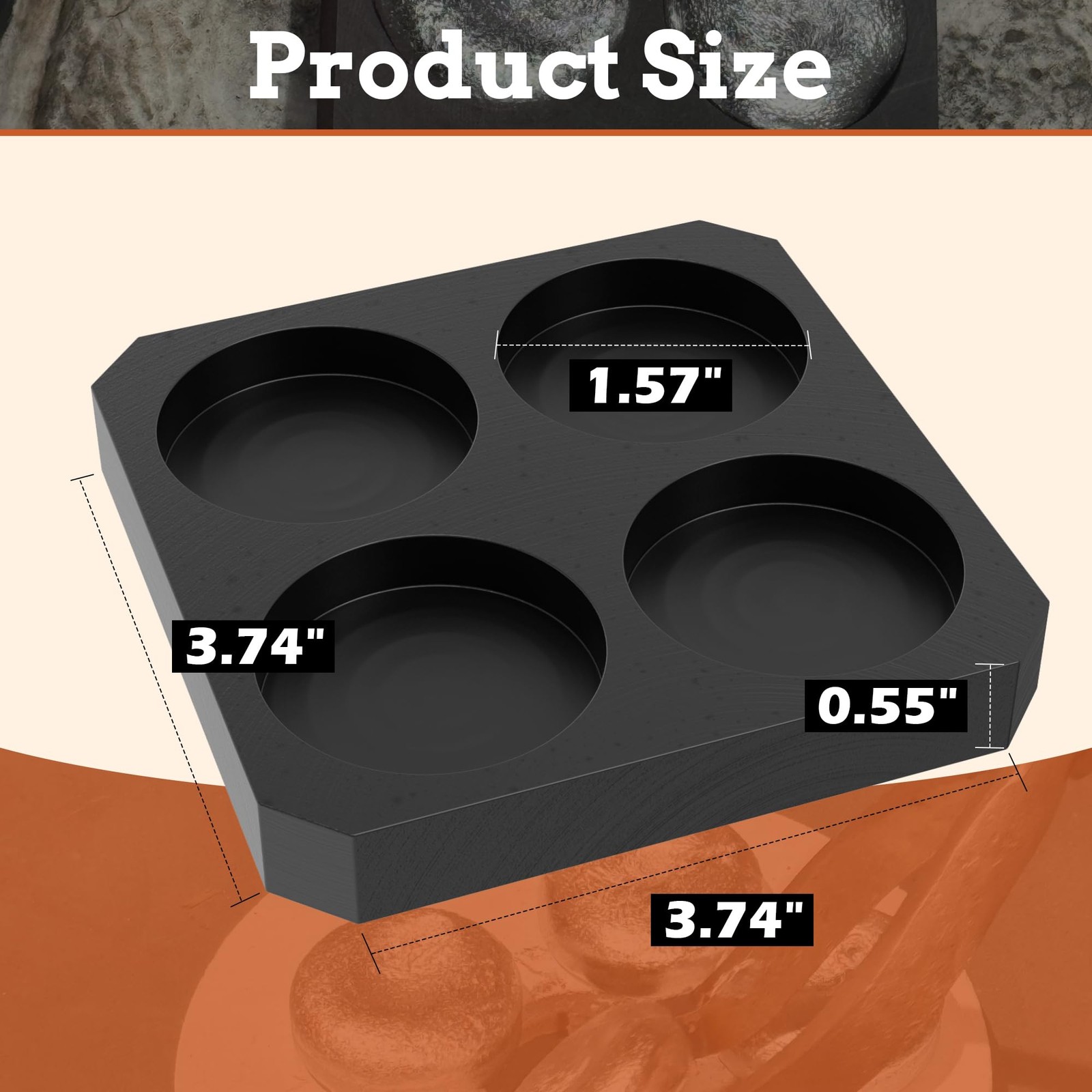 Nelyrho Graphite Ingot Mold, 3.74″ x 3.74″ x 0.55″, 1.57″ Round Coin Mold, Hi…