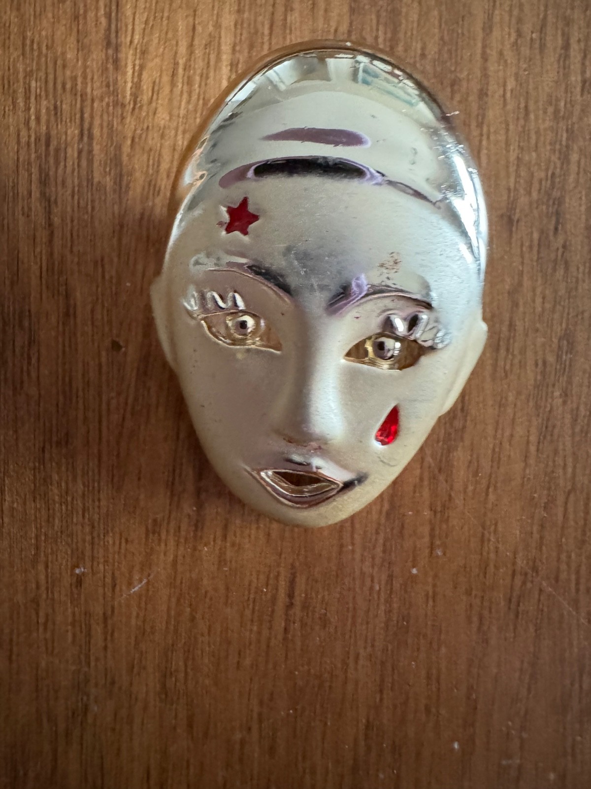 Vintage Drama Comedy Tragedy Gold Tone Brooch